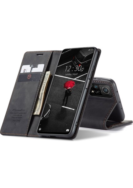 Xiaomi Mi 10T 5g/mi 10T Pro 5g-Black Için Otomatik Emilmiş Deri Stand Cüzdan Kapak Kılıfı (Yurt Dışından)