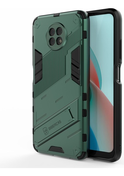 Kickstand Tasarım Anti-Drop Pc+Tpu Xiaomi Redmi Için Hibrid Telefon Kılıfı Kapak Not 9 5g/redmi Note 9t 5g-Green (Yurt Dışından)