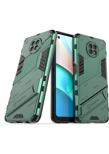 Kickstand Tasarım Anti-Drop Pc+Tpu Xiaomi Redmi Için Hibrid Telefon Kılıfı Kapak Not 9 5g/redmi Note 9t 5g-Green (Yurt Dışından)