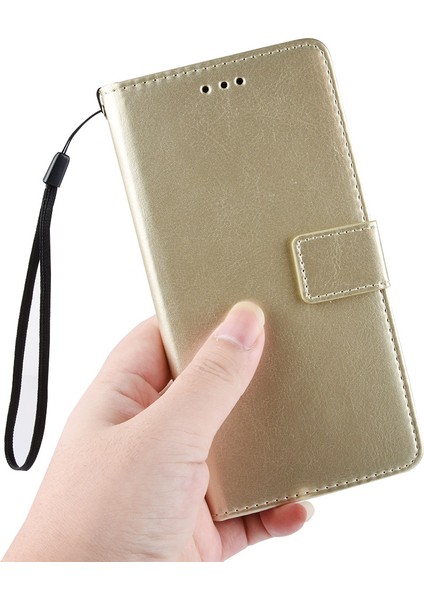 Xiaomi Poco X3 Nfc/poco X3-Gold Için Crazy Horse Derisi Cüzdan Deri Kılıf (Yurt Dışından)
