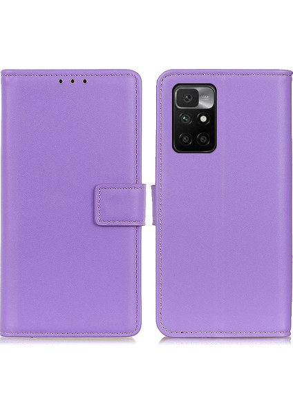 Sıralamaya Dayanıklı Manyetik Toka Deri Telefon Kasası Xiaomi Redmi Not 11 4g (Mediatek)/redmi 10 4g/redmi 10 2022 4g/10 Prime-Purple (Yurt Dışından)