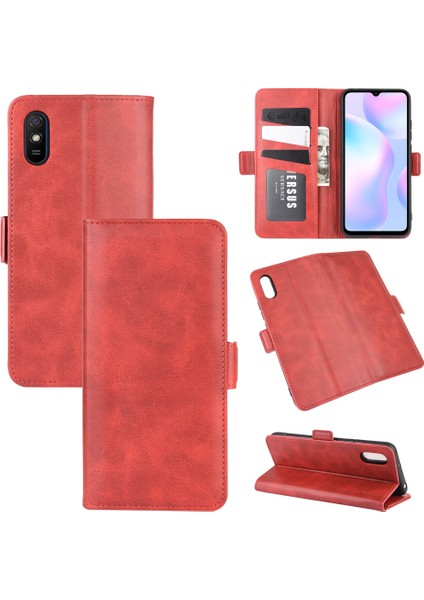 Mıknatıs Kapatma Deri Cüzdan Standı Xiaomi Redmi 9A-KIRMIZI Için Telefon Kasası Kapağı (Yurt Dışından)