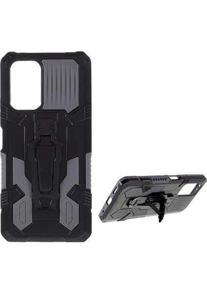 Arka Klip Kickstand Tasarım Xiaomi Redmi Için Metal Sayfalı Iyi Korumalı Hibrit Telefon Kılıfı Kabuğu Note 10 Pro-Grey (Yurt Dışından)