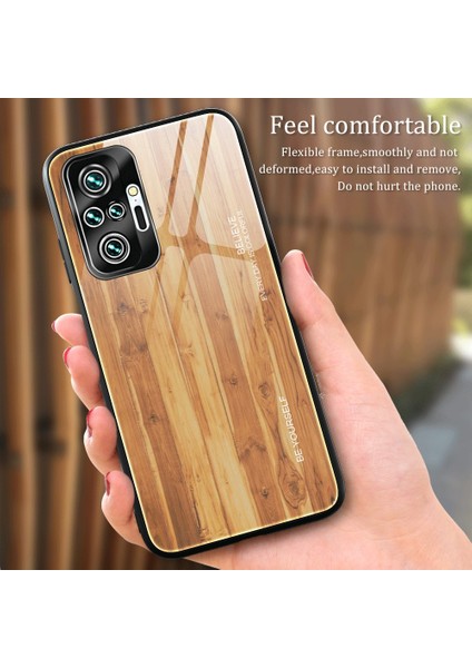 Ahşap Tahıl Deseni Tpu+Xiaomi Redmi Için Temsilli Cam Geri Kılıf Not 10 Pro/not 10 Pro Max-Light Brown (Yurt Dışından) fiyatları