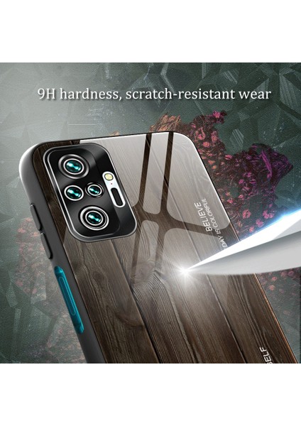 Ahşap Tahıl Deseni Tpu+Xiaomi Redmi Için Temsilli Cam Geri Kılıf Not 10 Pro/not 10 Pro Max-Light Brown (Yurt Dışından) modelleri