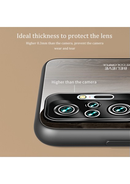 Ahşap Tahıl Deseni Tpu+Xiaomi Redmi Için Temsilli Cam Geri Kılıf Not 10 Pro/not 10 Pro Max-Light Brown (Yurt Dışından) fırsatları
