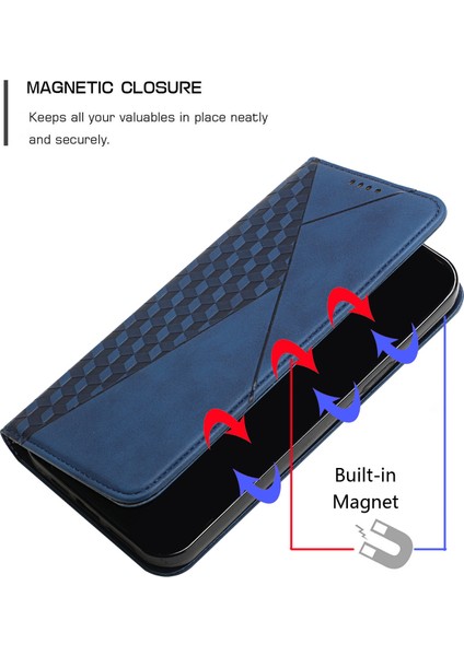 Geometrik Desen Standı Deri Cüzdan Kapağı Xiaomi Redmi Note 9s/redmi Not 9 Pro/redmi Note 9 Pro Max-Blue (Yurt Dışından)