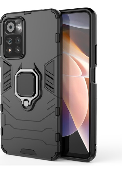 Ring Tutucu Kickstand Esnek Tpu+ Sabit Pc Xiaomi Redmi Için Slip Anti-Slip Koruyucu Telefon Kılıfı Note 11 Pro 5g (Çin) (Mediatek)/11 Pro+ 5g-Black (Yurt Dışından) fiyatları