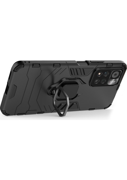 Ring Tutucu Kickstand Esnek Tpu+ Sabit Pc Xiaomi Redmi Için Slip Anti-Slip Koruyucu Telefon Kılıfı Note 11 Pro 5g (Çin) (Mediatek)/11 Pro+ 5g-Black (Yurt Dışından) fırsatları