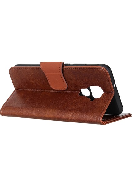 Nappa Cilt Bölünmüş Deri Cüzdan Kabuğu Xiaomi Redmi Note 9/redmi 10X 4g-Brown (Yurt Dışından)