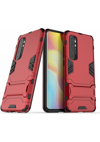 2 1 Pc+Tpu Hibrit Mobil Kabuk, Xiaomi Mi Için Kickstand ile Note 10 Lite-Red (Yurt Dışından)