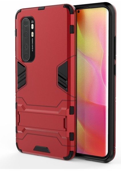 2 1 Pc+Tpu Hibrit Mobil Kabuk, Xiaomi Mi Için Kickstand ile Note 10 Lite-Red (Yurt Dışından)