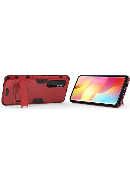 2 1 Pc+Tpu Hibrit Mobil Kabuk, Xiaomi Mi Için Kickstand ile Note 10 Lite-Red (Yurt Dışından)