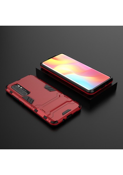 2 1 Pc+Tpu Hibrit Mobil Kabuk, Xiaomi Mi Için Kickstand ile Note 10 Lite-Red (Yurt Dışından)