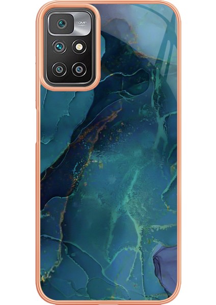 Xiaomi Redmi 10 4g (2021)/REDMI 10 2022 4g/redmi 10 Prime/redmi Not 11 4g (Mediatek) Mermer Desen Vaka Stili E Imd 2.0mm Tpu Elektrküze Telefon Kapak Yeşili (Yurt Dışından)