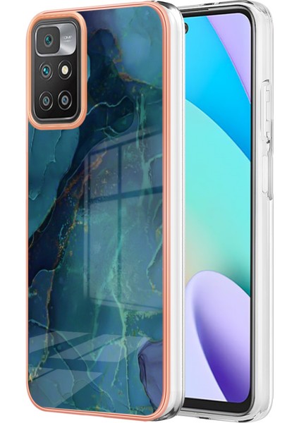 Xiaomi Redmi 10 4g (2021)/REDMI 10 2022 4g/redmi 10 Prime/redmi Not 11 4g (Mediatek) Mermer Desen Vaka Stili E Imd 2.0mm Tpu Elektrküze Telefon Kapak Yeşili (Yurt Dışından) fiyatları