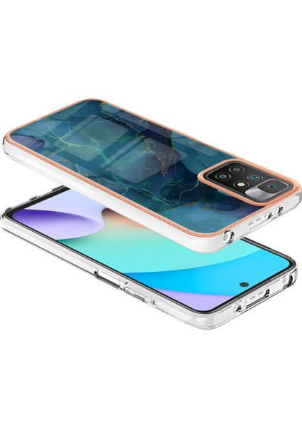 Xiaomi Redmi 10 4g (2021)/REDMI 10 2022 4g/redmi 10 Prime/redmi Not 11 4g (Mediatek) Mermer Desen Vaka Stili E Imd 2.0mm Tpu Elektrküze Telefon Kapak Yeşili (Yurt Dışından) modelleri