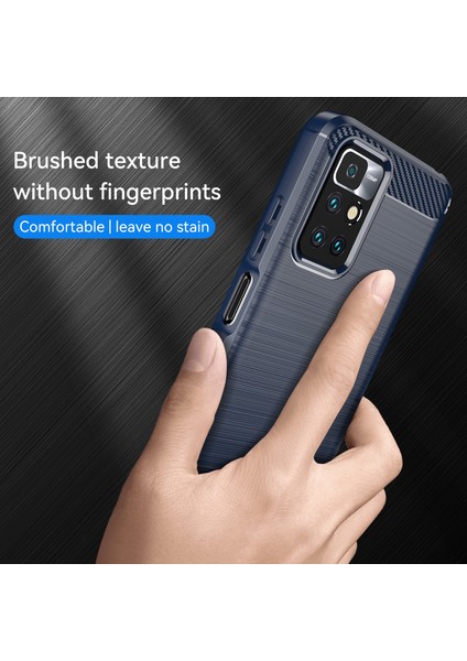 1.8mm Leke Dayanıklı Fırçalı Karbon Fiber Doku Tpu Geri Kılıf Xiaomi Redmi Için Cep Telefon Kapağı Not 11 4g (Mediatek)/redmi 10 4g (2021)/REDMI 10 2022 4g/10 Prime-Blue (Yurt Dışından) modelleri