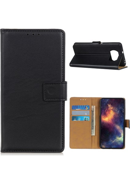 Xiaomi Için Poco X3/poco X3 Nfc Cüzdan Telefon Vaka Şok Geçirmez Kabuk Stand-Black ile Koruyucu Kapak (Yurt Dışından)