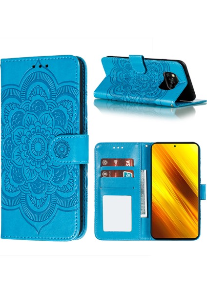Xiaomi Poco X3 Nfc/poco X3-Blue Için Mandala Çiçek Deri Koruyucu Kapak (Yurt Dışından)