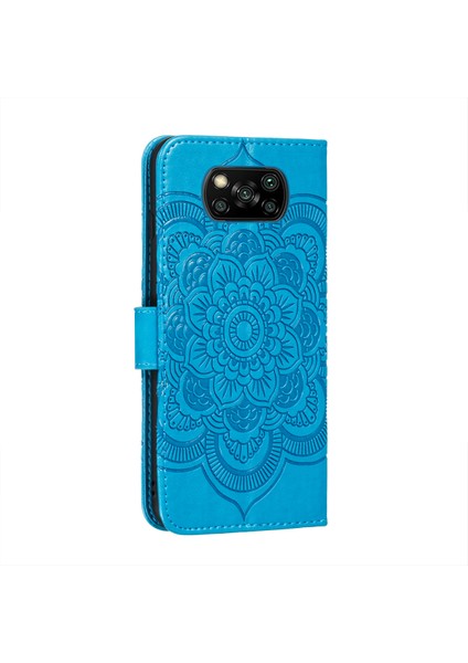 Xiaomi Poco X3 Nfc/poco X3-Blue Için Mandala Çiçek Deri Koruyucu Kapak (Yurt Dışından)