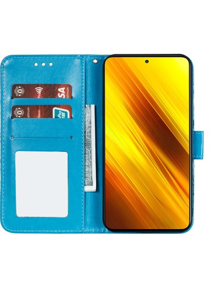 Xiaomi Poco X3 Nfc/poco X3-Blue Için Mandala Çiçek Deri Koruyucu Kapak (Yurt Dışından)