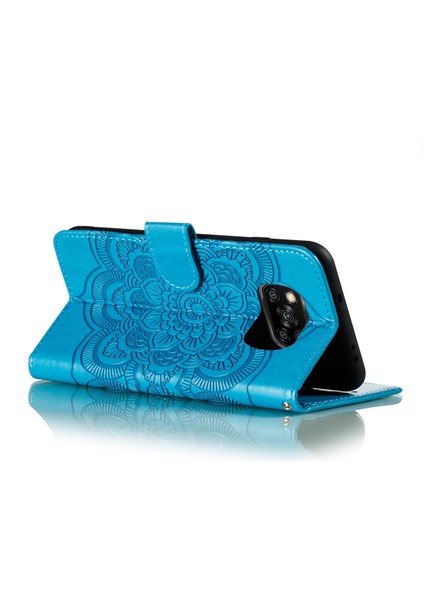 Xiaomi Poco X3 Nfc/poco X3-Blue Için Mandala Çiçek Deri Koruyucu Kapak (Yurt Dışından)