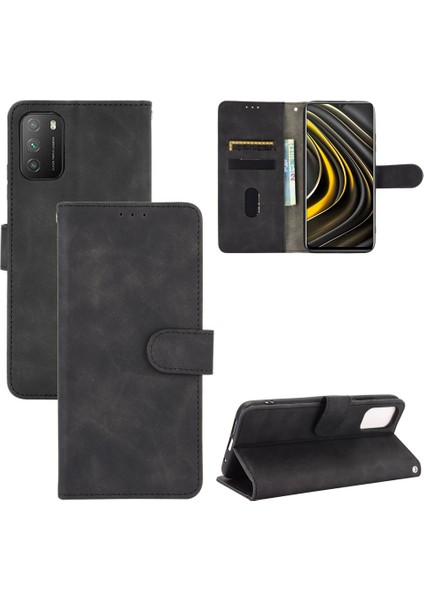 Xiaomi Poco M3-Black Için Hassas Pu Deri Cüzdan Cep Telefonu Kasası (Yurt Dışından)