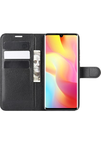 Xiaomi Mi Note 10 Lite-Black Için Litchi Cilt Manyetik Deri Stand Kılıfı (Yurt Dışından)