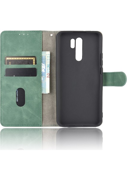 Cilt Touch Cüzdan Stand Deri Deri Flip Shell Xiaomi Redmi 9-Yeşil (Yurt Dışından) modelleri