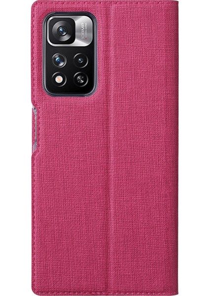 Flip Telefon Kılıfı Dokulu Pu Deri Stand Xiaomi Redmi Için Otomatik Kapalı Telefon Kapağı Not 11 Pro+ 5g/redmi Note 11 Pro 5g (Çin) (Mediatek) -Rose (Yurt Dışından) fırsatları