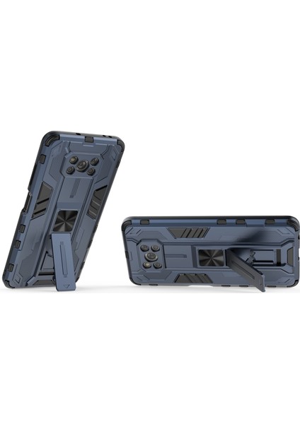 Anti Drop Pc+Tpu Hibrid Telefon Kılıfı Kickstand ile Xiaomi Poco X3/poco X3 Pro/poco X3 Nfc-Blue (Yurt Dışından)