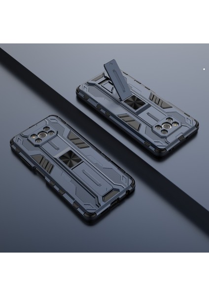 Anti Drop Pc+Tpu Hibrid Telefon Kılıfı Kickstand ile Xiaomi Poco X3/poco X3 Pro/poco X3 Nfc-Blue (Yurt Dışından)