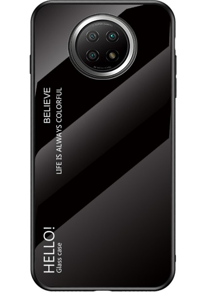 Xiaomi Redmi Için Ince Hafif Temperli Cam Renk Gradyan Desen Geri Kılıf Not 9 5g/not 9t 5g-Black (Yurt Dışından)