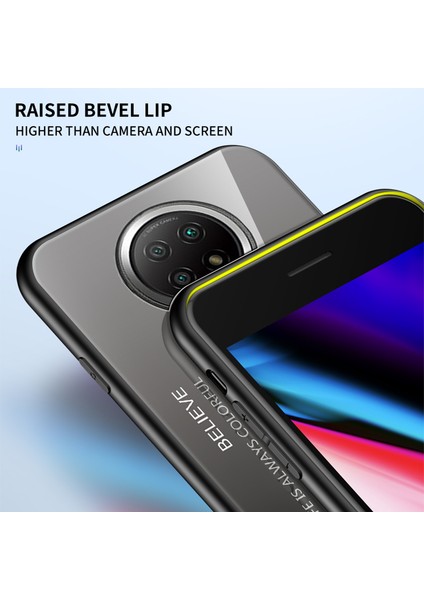 Xiaomi Redmi Için Ince Hafif Temperli Cam Renk Gradyan Desen Geri Kılıf Not 9 5g/not 9t 5g-Black (Yurt Dışından)