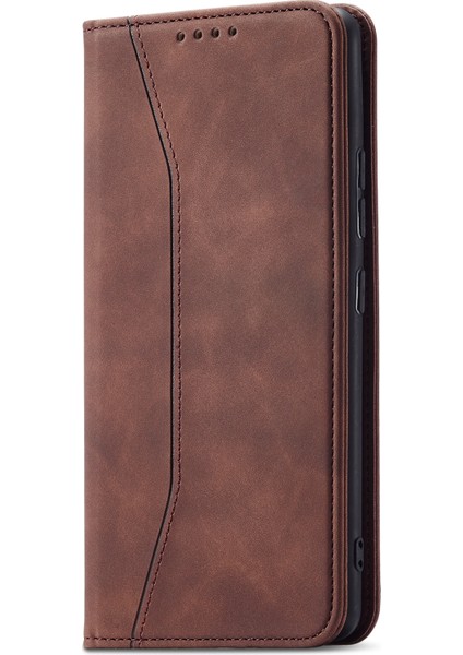 Cüzdan Stand Tasarımı Çift Kenar Katı Dikiş Anti-Damla Anti-Damla Otomatik Kapanış Deri Telefon Kasası Xiaomi Redmi Note 11 Pro 5g (Çin) (Mediatek)/note 11 Pro+ 5g-Coffee (Yurt Dışından) fiyatları