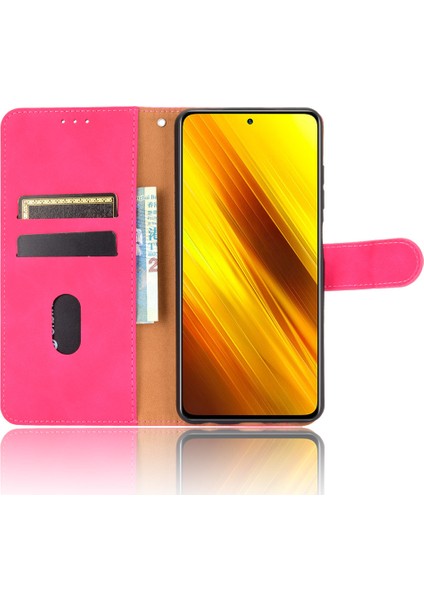 Cilt Touch Koruyucu Cüzdan Stand Deri Deri Flip Case Xiaomi Poco X3 Nfc Alıcı Delik Rose ile (Yurt Dışından)