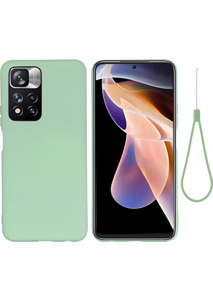 Pürüzsüz Dokunmatik Silikon Ince Yumuşak Mikrofiber Astar Xiaomi Redmi Için Kayışla Koruyucu Kasa Not 11 Pro 5g (Çin) (Mediatek)/11 Pro+ 5g-Yeşil (Yurt Dışından)