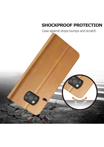 Cüzdan Stand Deri Kabuk Telefon Kapak Kılıfı Xiaomi Poco X3 Nfc/xıaomı Poco X3-Brown (Yurt Dışından)