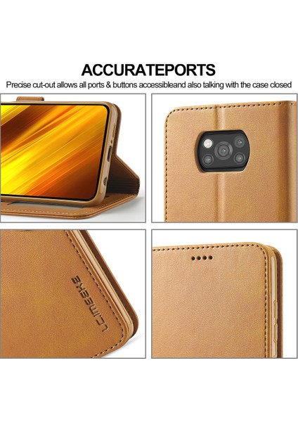 Cüzdan Stand Deri Kabuk Telefon Kapak Kılıfı Xiaomi Poco X3 Nfc/xıaomı Poco X3-Brown (Yurt Dışından)