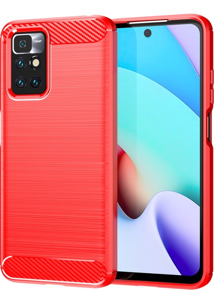 1.8mm Leke Dayanıklı Fırçalı Karbon Fiber Doku Tpu Geri Kılıf Xiaomi Redmi Için Cep Telefon Kapağı Not 11 4g (Mediatek)/redmi 10 4g (2021)/REDMI 10 2022 4g/10 Prime-Red (Yurt Dışından)