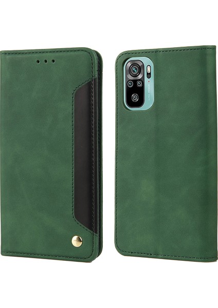 Anti-Fingerprint Şok Geçirmez Telefon Standı Kapağı Şok Geçirmez Cüzdan Telefon Kasası Xiaomi Için Deri Kabuk Ekleme Not 11 4g (Mediatek)/10 4g (2021)/10 2022 4g/10 Prime-Green (Yurt Dışından)