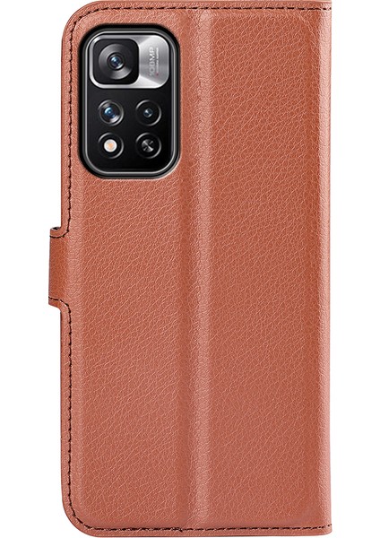 Litchi Doku Pu Deri Deri Manyetik Flip Cüzdan Telefon Kılıfı Tam Vücut Koruma Standı Xiaomi Redmi Için Koruyucu Kapak Not 11 Pro+ 5g/redmi Not 11 Pro 5g (Çin) (Mediatek) -Brown (Yurt Dışından) modelleri