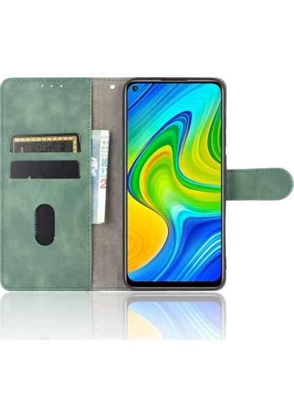 Cilt Touch Cüzdan Deri Deri Flip Shell Xiaomi Redmi Note 9/redmi 10X 4g-Yeşil (Yurt Dışından)