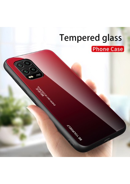 Xiaomi Mi 10 Lite 5g-Red/siyah Için Gradyan Renk Temsilli Cam+Pc+Tpu Hibrit Kabuk Kılıfı (Yurt Dışından) modelleri
