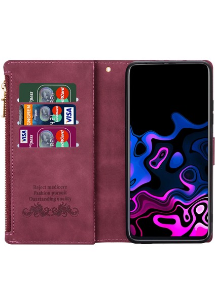 Çizgiler Birleştirme Tasarım Anti-Drop Iyi Korumalı Cüzdan Deri Telefon Kapağı Kasası Xiaomi Xiaomi Redmi 10 4g ()/redmi 10 4g/redmi Not 11 4g (Mediatek)/redmi 10 Prime-Red (Yurt Dışından) fırsatları