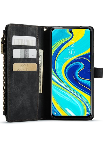 Xiaomi Redmi Için Note 9 Pro 4g/note 9 Pro Max/note 9s 4g Anti-Damla Zipper Cep Telefonu Cüzdan Kılıfı Stand Pu Deri Kıç Çizgiye Karşı Anti Kart Kartı Tutucu-Black (Yurt Dışından) fırsatları