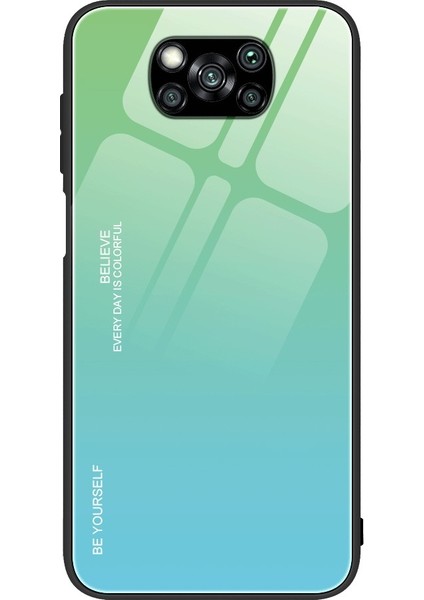 Xiaomi Poco X3 Nfc/poco X3-Cyan/mavi Için Gradyan Kabuklu Temperli Cam+Pc+Tpu Koruyucu Kılıf (Yurt Dışından)