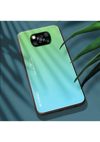 Xiaomi Poco X3 Nfc/poco X3-Cyan/mavi Için Gradyan Kabuklu Temperli Cam+Pc+Tpu Koruyucu Kılıf (Yurt Dışından)