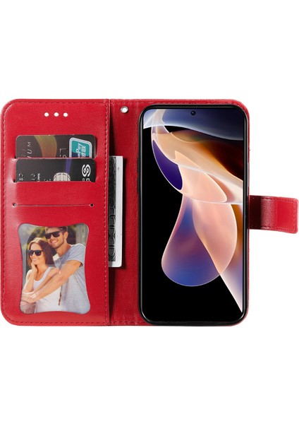 Baskı Çiçek Deseni Cüzdan Deri Koruyucu Telefon Kılıfı Xiaomi Redmi Için Katlanabilir Standlı Kabuk Not 11 Pro 5g (Çin) (Mediatek)/not 11 Pro+ 5g-Kırmızı (Yurt Dışından) fırsatları